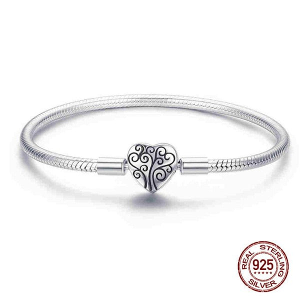 coeur et arbre - Bracelet de Luxe en Argent 925 Certifié - Couleurs Lagon