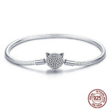 tête de chat en zircon - Bracelet de Luxe en Argent 925 Certifié - Couleurs Lagon