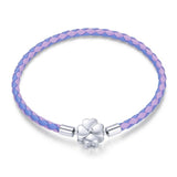 trefle à 4 feuilles s925 et Bracelet nylon rose et bleu - Couleurs Lagon