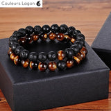 Bracelet Distance Couple Yoga en pierre naturelle - Couleurs Lagon