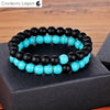 Bracelet Distance Couple Yoga en pierre naturelle - Couleurs Lagon