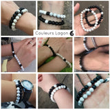 Bracelet Distance Couple Yoga en pierre naturelle - Couleurs Lagon
