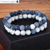 Bracelet Distance Couple Yoga en pierre naturelle - Couleurs Lagon