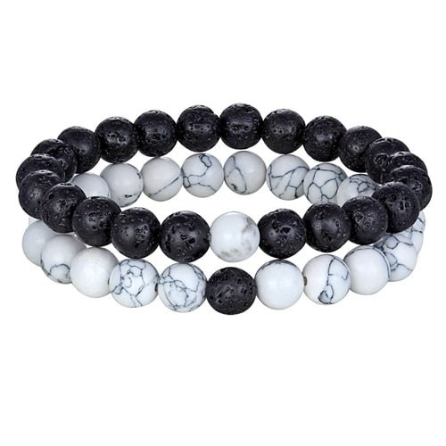 Bracelet Distance Couple Yoga en pierre naturelle - Couleurs Lagon