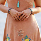 Bracelet en cuir de vachette tissé à la main turquoise naturel - Couleurs Lagon