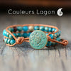 Bracelet En Cuir Et Pierre Bleu Naturel Véritable Diamètre 6mm Océan - Couleurs Lagon