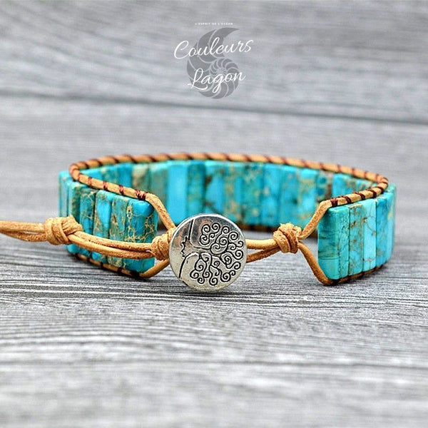 Bracelet fait main en Turquoise naturelle - Couleurs Lagon