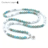 Bracelet Mala Yoga Bleu et Blanc - Couleurs Lagon