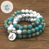 Bracelet Mala Yoga Bleu et Blanc - Couleurs Lagon