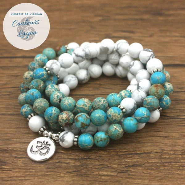 Bracelet Mala Yoga Bleu et Blanc - Couleurs Lagon