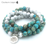 Bracelet Mala Yoga Bleu et Blanc - Couleurs Lagon