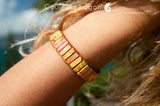 Bracelet Orange Corail Cuir et Pierres Naturelles Océan - Couleurs Lagon