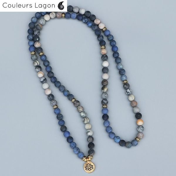 Bracelet Perles Mala Yoga Bleu - Couleurs Lagon