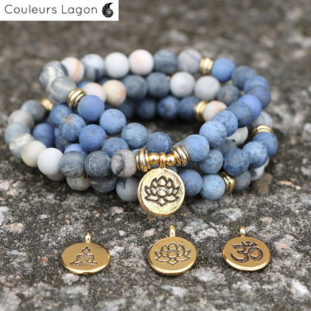 Bracelet Perles Mala Yoga Bleu - Couleurs Lagon