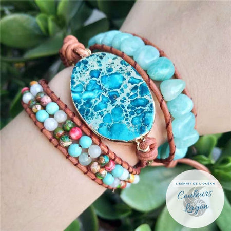 Bracelet Pierre du Lagon de Nouvelle Calédonie - Couleurs Lagon