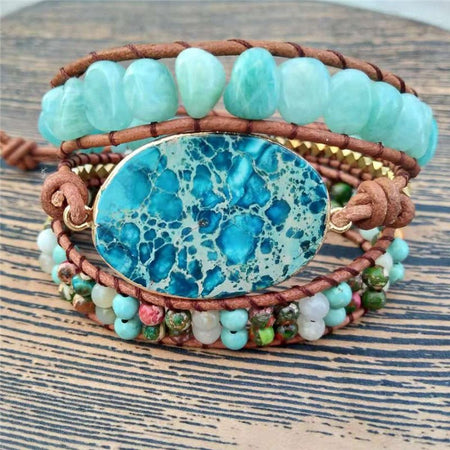 Bracelet Pierre du Lagon de Nouvelle Calédonie - Couleurs Lagon