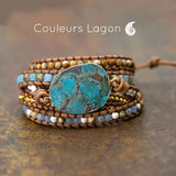Bracelet Pierres Lagon Naturelles De Nouvelle Calédonie Océan - Couleurs Lagon