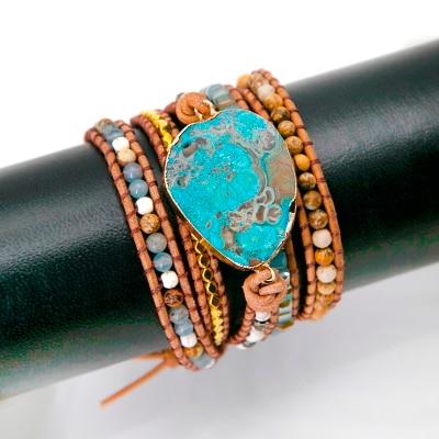 Bracelet Pierres Lagon Naturelles De Nouvelle Calédonie Océan - Couleurs Lagon