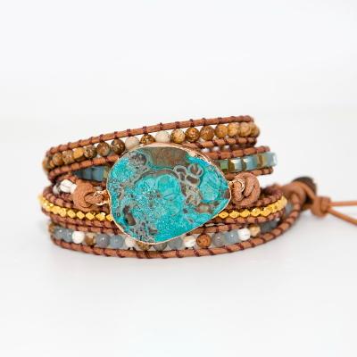 Bracelet Pierres Lagon Naturelles De Nouvelle Calédonie Océan - Couleurs Lagon