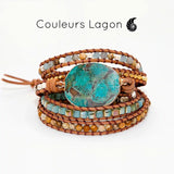 Bracelet Pierres Lagon Naturelles De Nouvelle Calédonie Océan - Couleurs Lagon