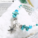 Bracelets de cheville Etoiles de Mer - Couleurs Lagon
