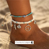 Bracelets de cheville Etoiles de Mer - Couleurs Lagon