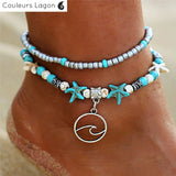 Bracelets de cheville Etoiles de Mer - Couleurs Lagon