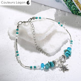 Bracelets de cheville Etoiles de Mer - Couleurs Lagon