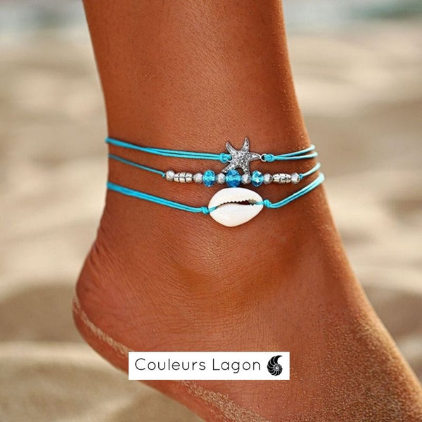 Bracelets de cheville Etoiles de Mer - Couleurs Lagon