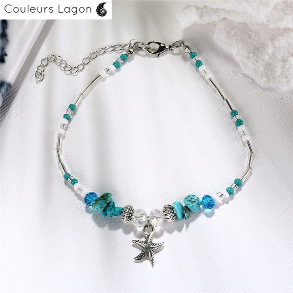 Bracelets de cheville Etoiles de Mer - Couleurs Lagon