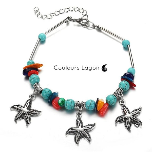 Bracelets de cheville Etoiles de Mer - Couleurs Lagon