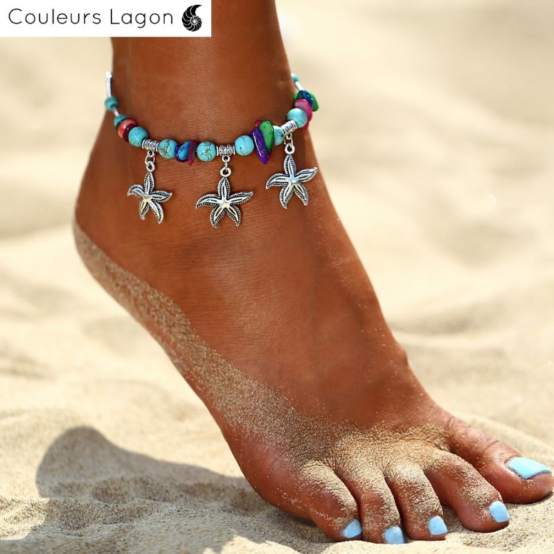 Bracelets de cheville Etoiles de Mer - Couleurs Lagon