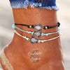 Bracelets de cheville Tortue de mer finition argent ancien - Couleurs Lagon
