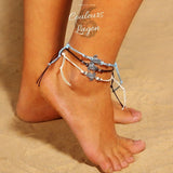 Bracelets de cheville Tortue de mer finition argent ancien - Couleurs Lagon