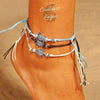 Bracelets de cheville Tortue de mer finition argent ancien - Couleurs Lagon