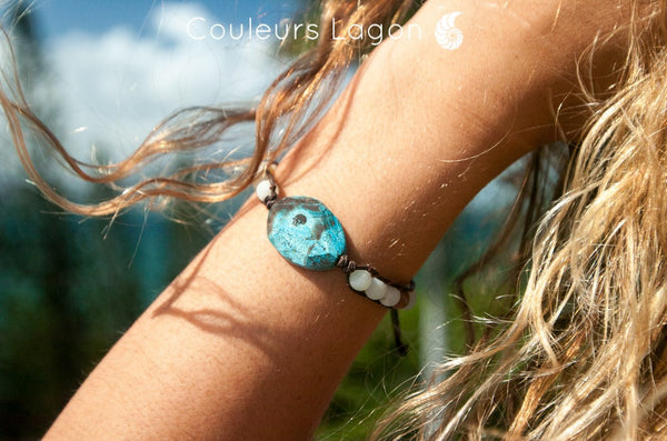 Bracelets LAGON Pierres naturelles Amazonite et Perles Tissées Océan - Couleurs Lagon