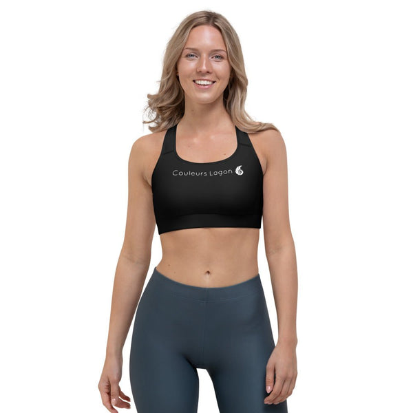 Brassière surf kite femme noir double couche — côté Couleurs Lagon