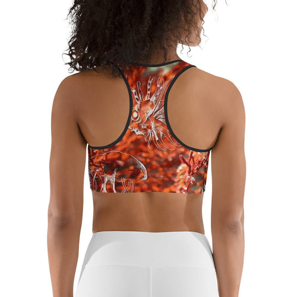 Brassière sport femme gorgones rouge passepoil blanc/noir — Couleurs Lagon