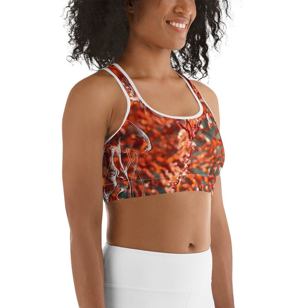 Top dos nageur brassière gorgones rouge — porté Couleurs Lagon Pacifique
