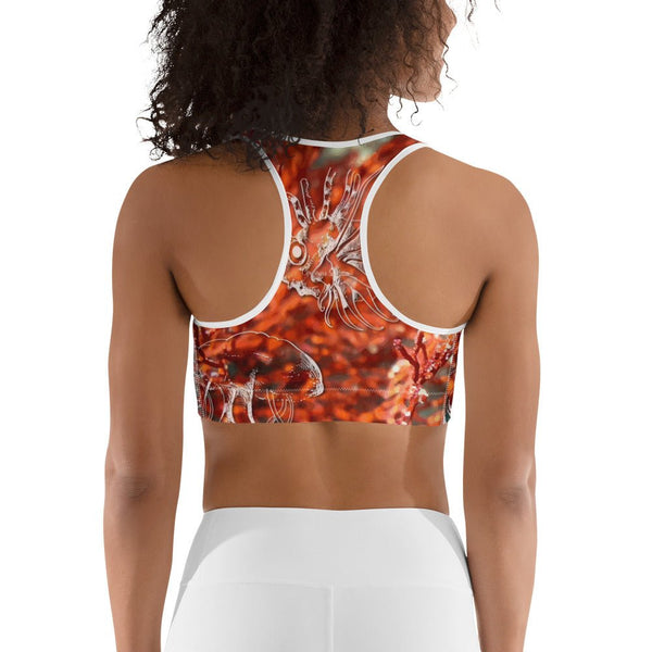 Top yoga surf femme gorgones rouge bonnets A-C — Couleurs Lagon Nouvelle-Calédonie