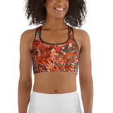 Brassière sport femme UPF50+ motif gorgones rouge — vue face Couleurs Lagon