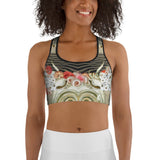 Brassière sport femme UPF50+ motif marin marine 2 — vue face Couleurs Lagon