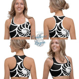 Brassière crossfit fitness femme motif nautile noir — Couleurs Lagon Pacifique