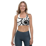 Brassière sport femme UPF50+ motif nautile blanc — vue face Couleurs Lagon