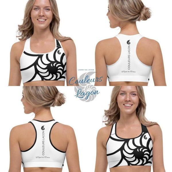 Brassière crossfit fitness femme motif nautile white 2 — Couleurs Lagon