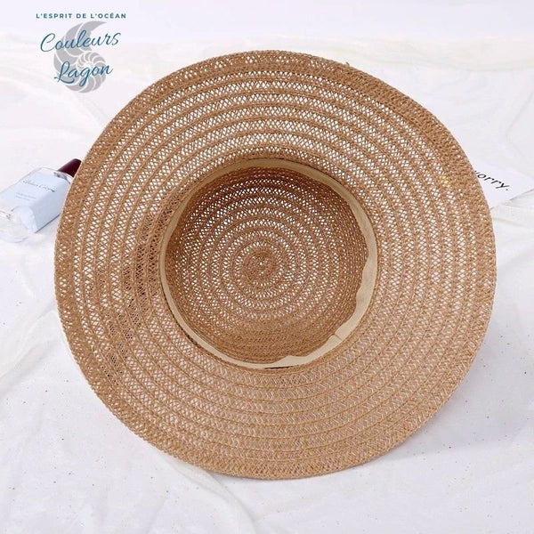 Capeline Ajustable Paille UV Bord Long - Couleurs Lagon