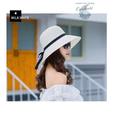 Capeline Ajustable Paille UV Bord Long - Couleurs Lagon