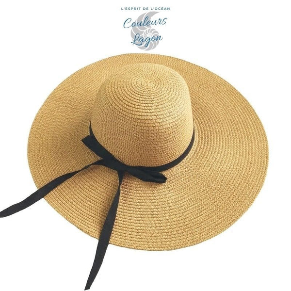 Capeline Ajustable Paille UV Bord Long - Couleurs Lagon