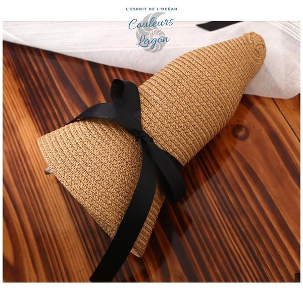 Capeline Ajustable Paille UV Bord Long - Couleurs Lagon