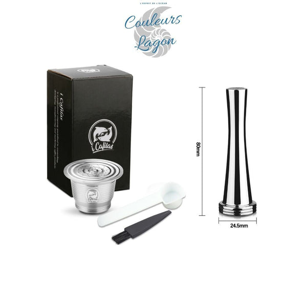 Capsule en Acier Inoxydable avec Filtre pour Machine Nespresso - Couleurs Lagon